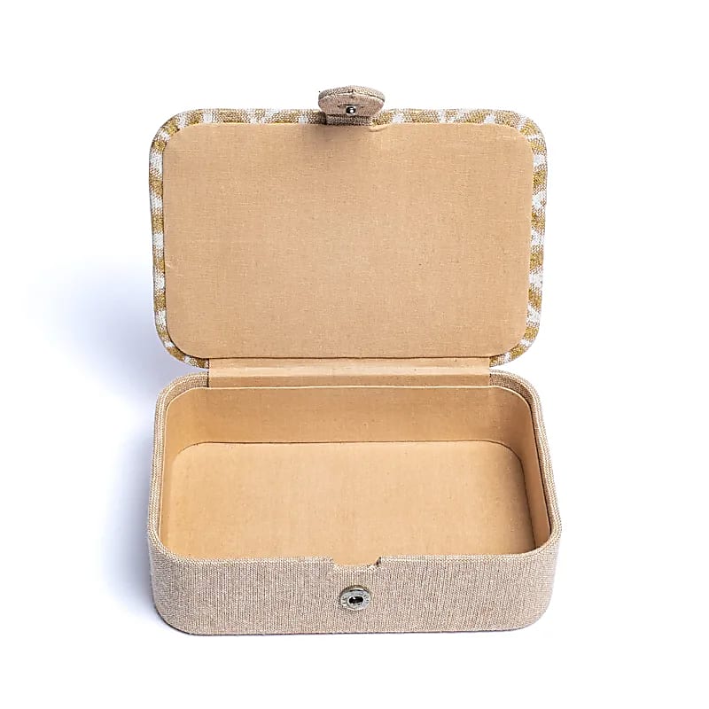 Jewellery / Tarot Box Velvet Beige/gold With Flower Of Life - 11x15.5x5 Cm