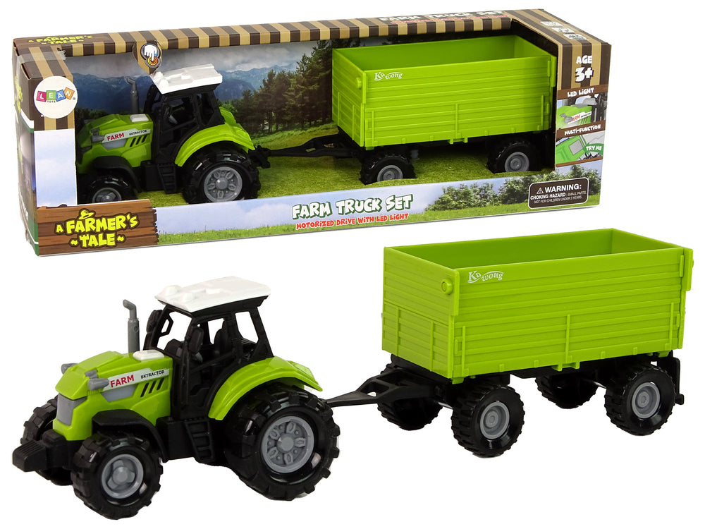 Farm Tractor With Trailer Lights Sounds Green