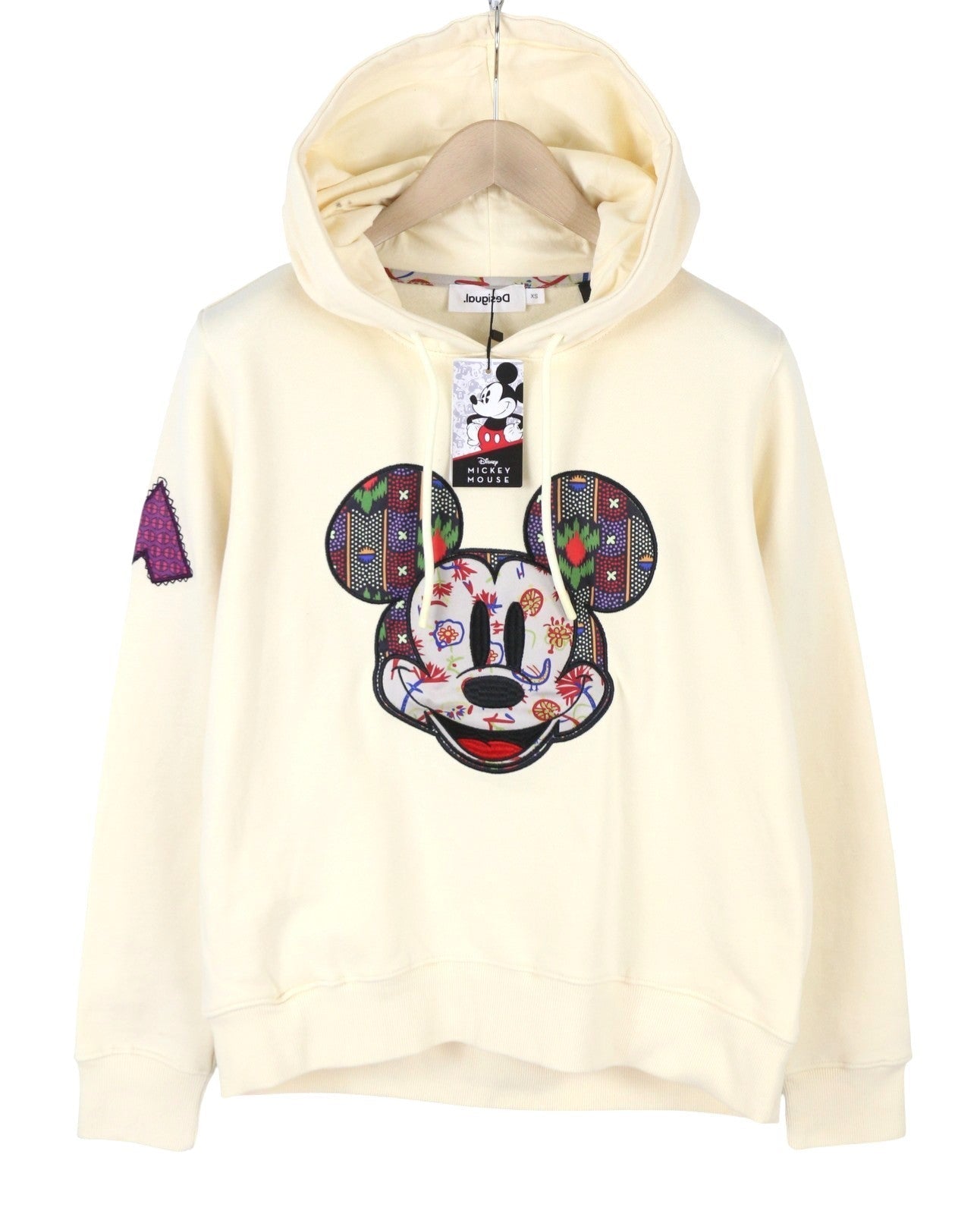 Desigual Disney Face Patch Mickey Mouse Women Hoodiebeige Oversized Pull On