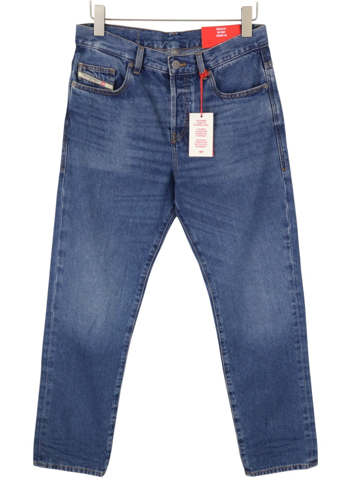 Diesel 2020 D-viker 0gyct Muži Jeansblue Washed Regular Fit Straight Leg