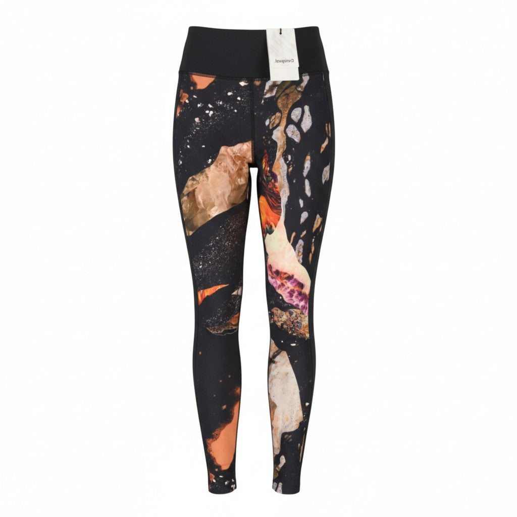 Dámské legíny Desigual Flore Black Digital Mineral Effect Print Cropped