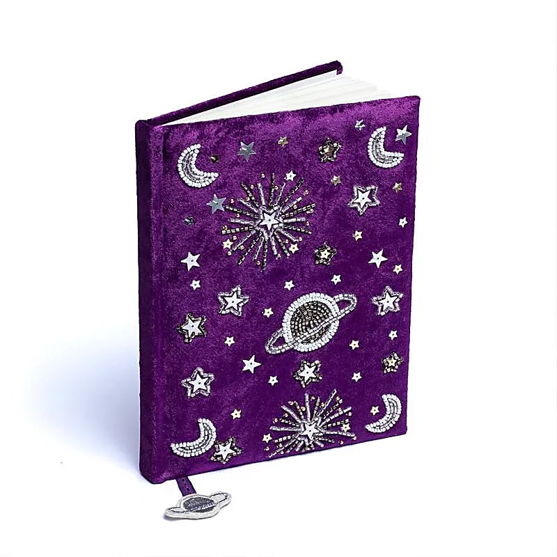 Notebook Sammetslila Med Galaxy - 20x15 Cm