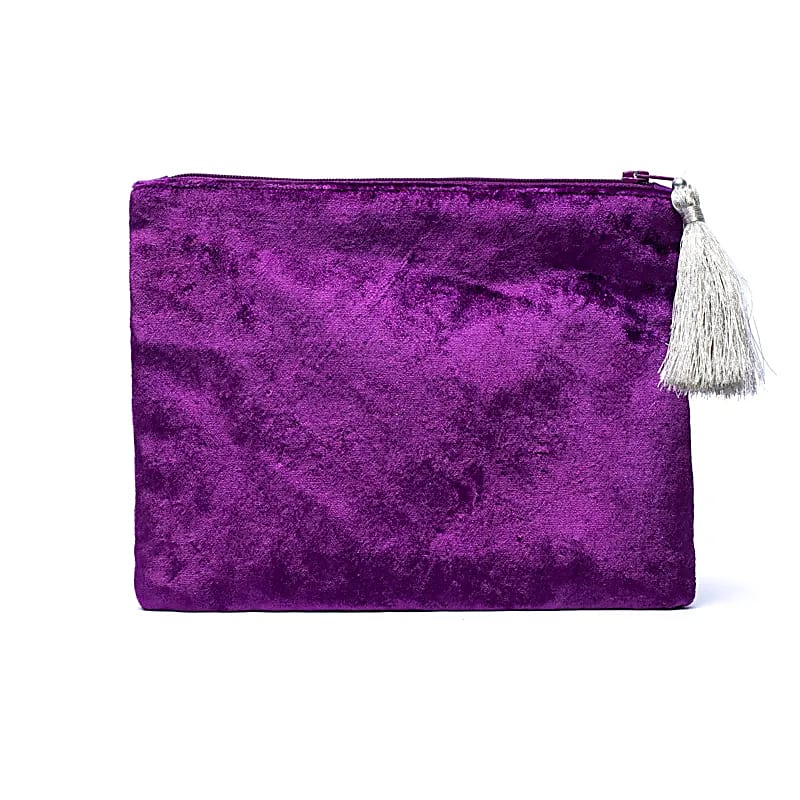 Custodia In Velluto Con Cerniera Viola Con Galassia - 20x15 Cm
