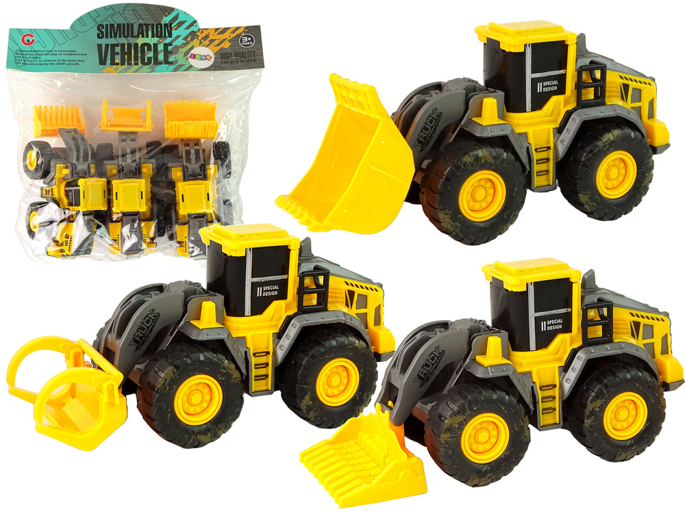 Set Of Construction Vehicles 3 Yellow Models