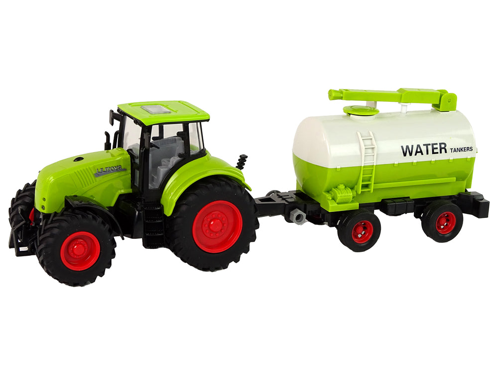 Tractor With Big Wheel Trailer Green Farm