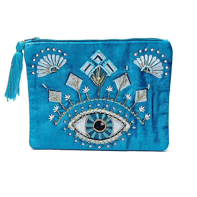Blixtlåsförsedd sammetspåse Blå med Eye Of Providence - 20x15 Cm