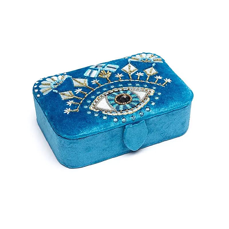 Ékszer / Tarot Box bársonykék gondviselés szemmel - 11x15,5x5 cm