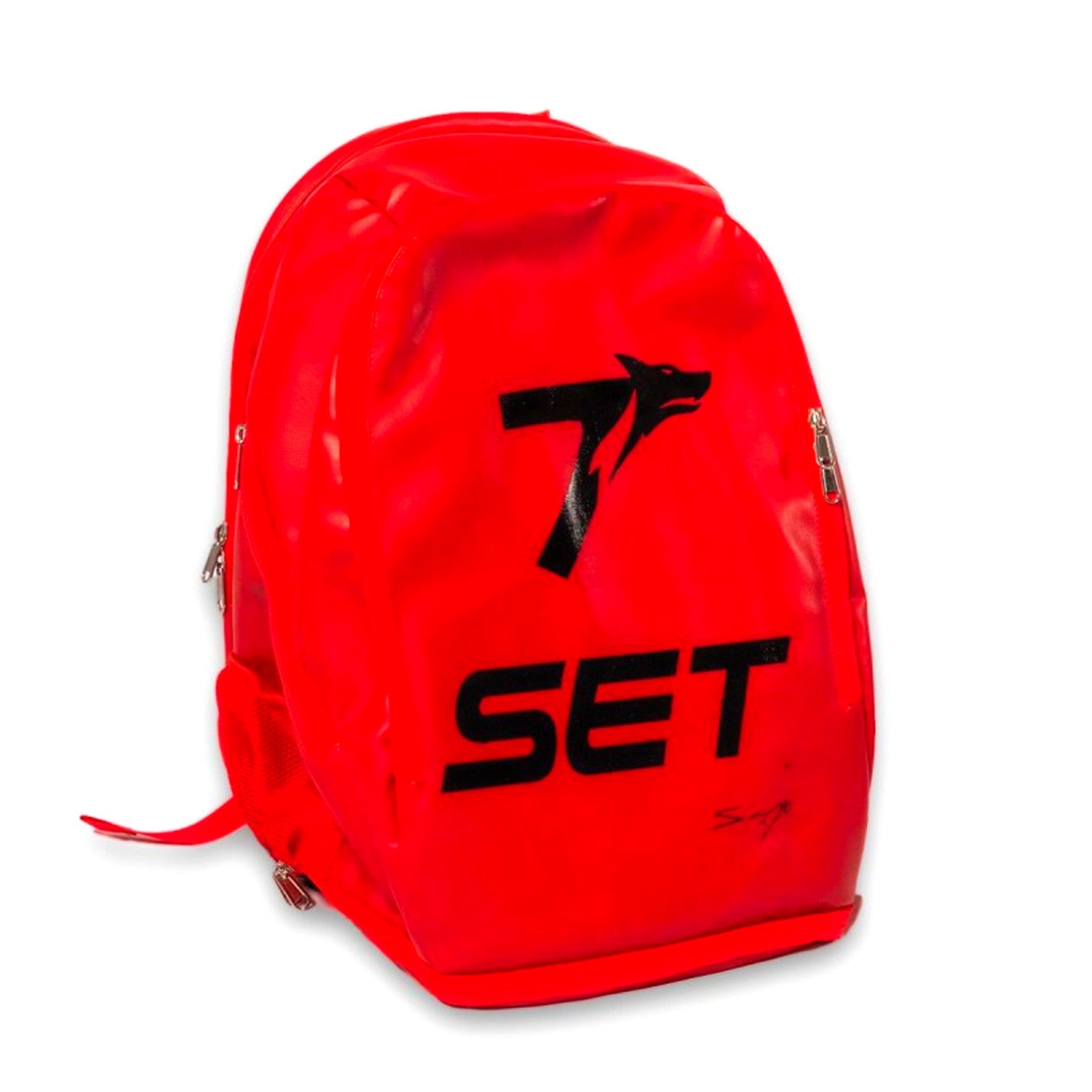 Set Sanyo červený kožený batoh