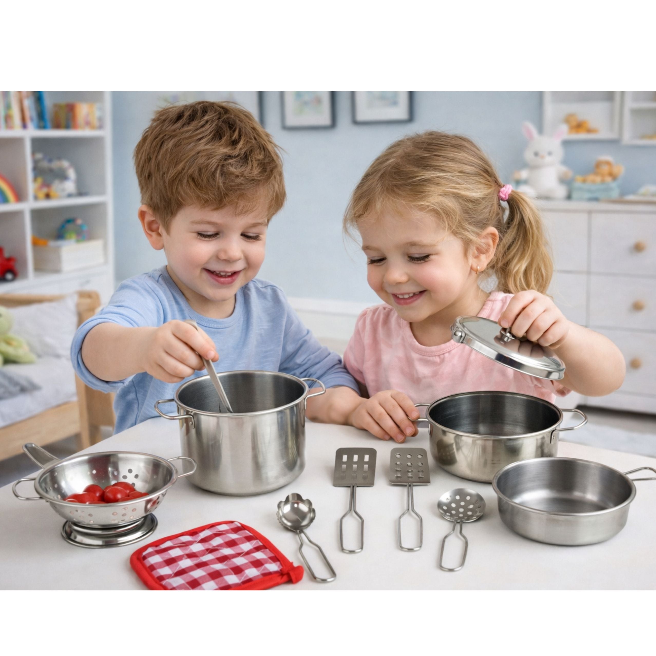 A Set Of Pots And Kitchen Accessories For Children