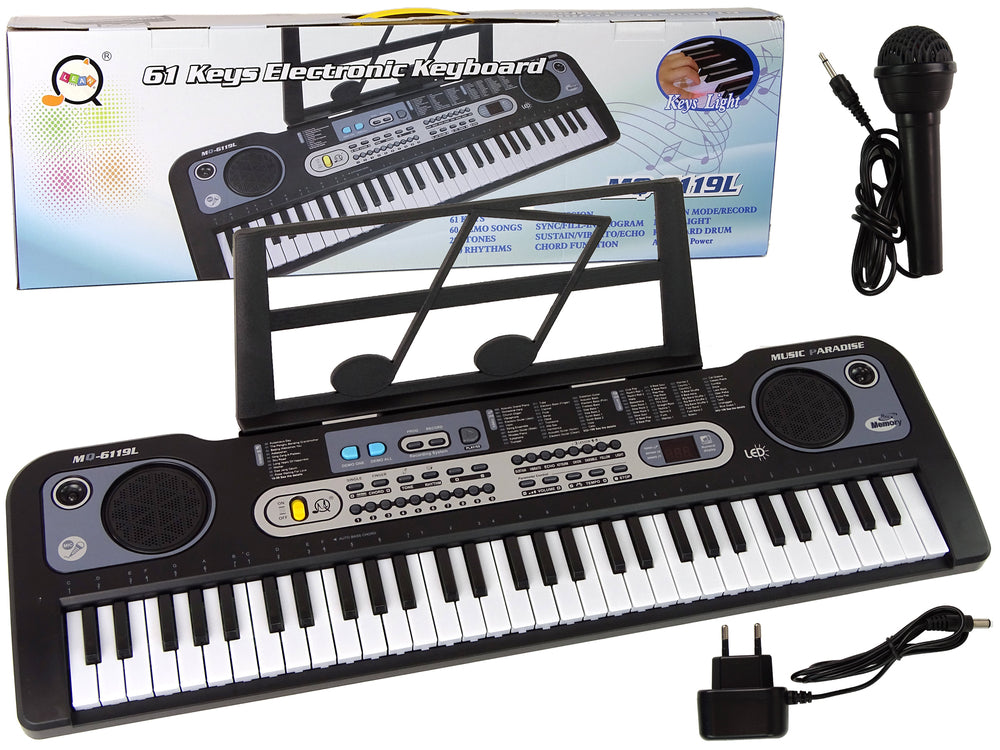 Keyboard With Microphone Musical Instrument For Children Black