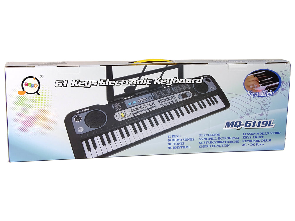 Keyboard With Microphone Musical Instrument For Children Black