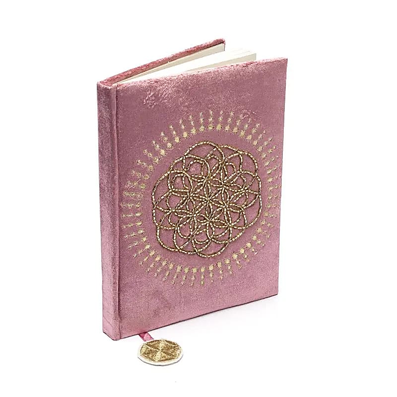 Notebook Velvet Old Pink With Flower Of Life - 20x15 Cm