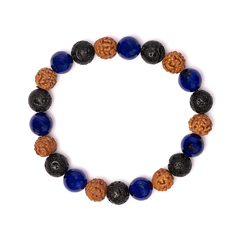 Brățară Piatră de Lavă / Rudraksha / Sodalit --pachet De 2 Buc - 10 mm