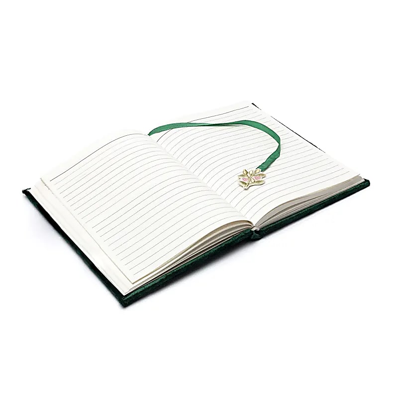 Notebook Velvet Green With Tree Of Life And Hearts - 20x15 Cm