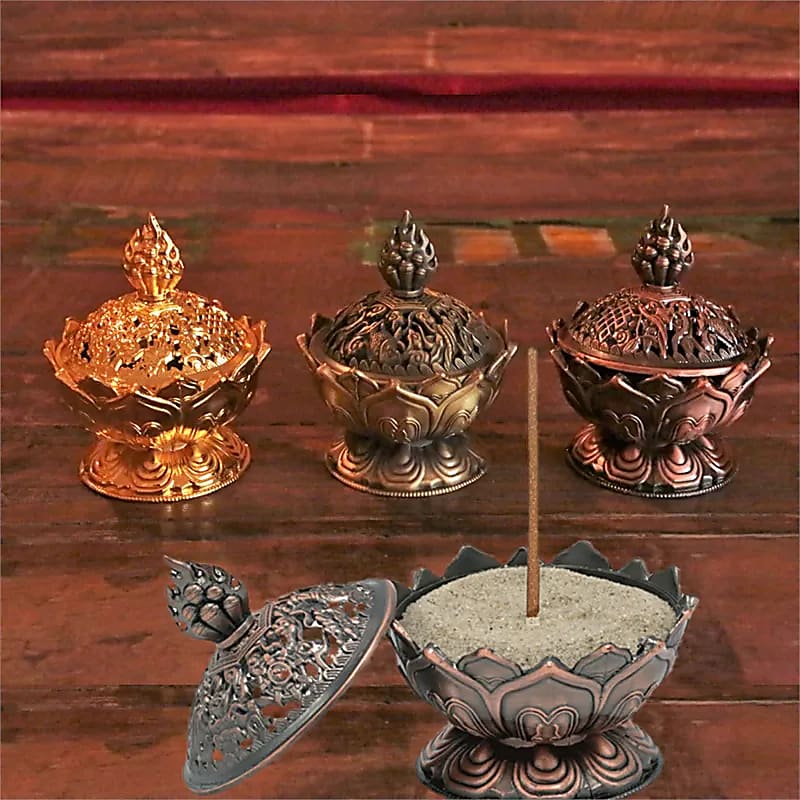 Kadidlo Lotus Copper Color -- sada 2 ks - 7,8 x 6,9 x 6,9 cm