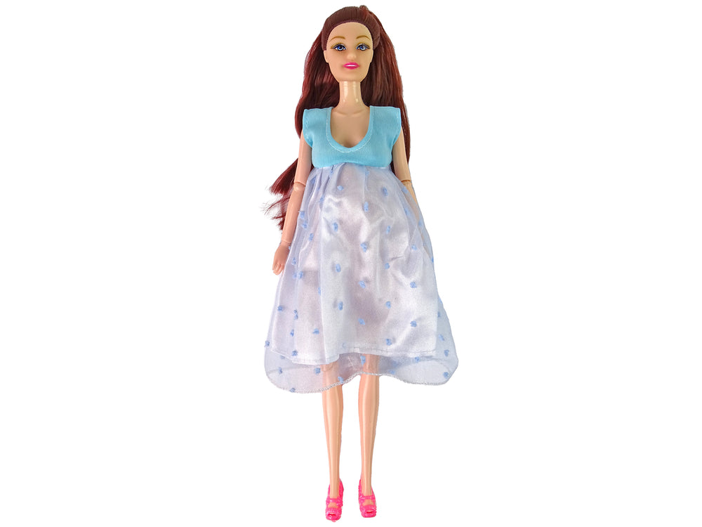 Pregnant Mom Baby Doll Opening Belly Blue Dress 30 Cm