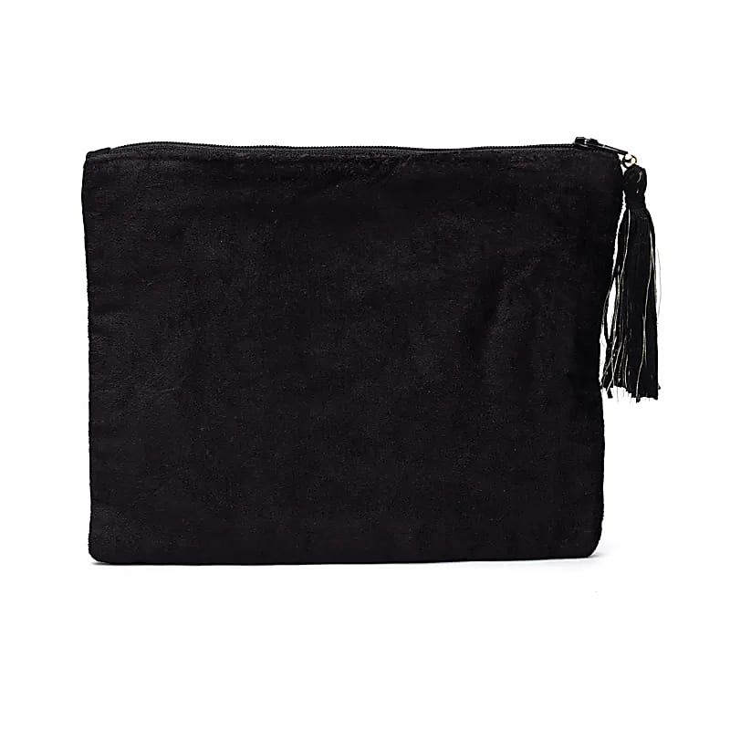 Custodia In Velluto Con Cerniera Nera Con Fasi Lunari - 20x15 Cm