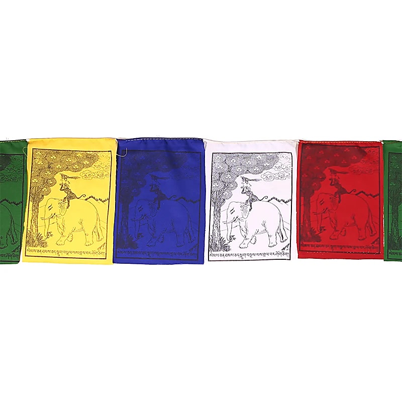 Tibetan Prayer Flags The Four Friends --set Of 2 Pcs - 20x15.5 Cm