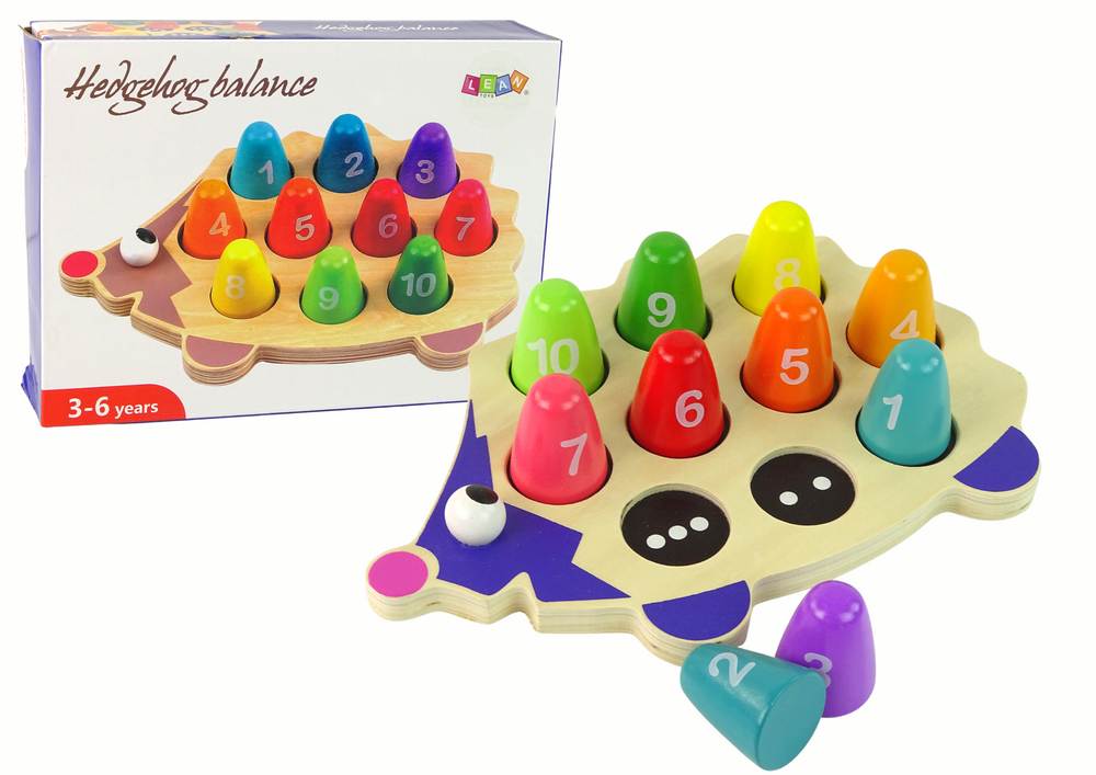 Wooden Educational Hedgehog 10 Colorful Pawns
