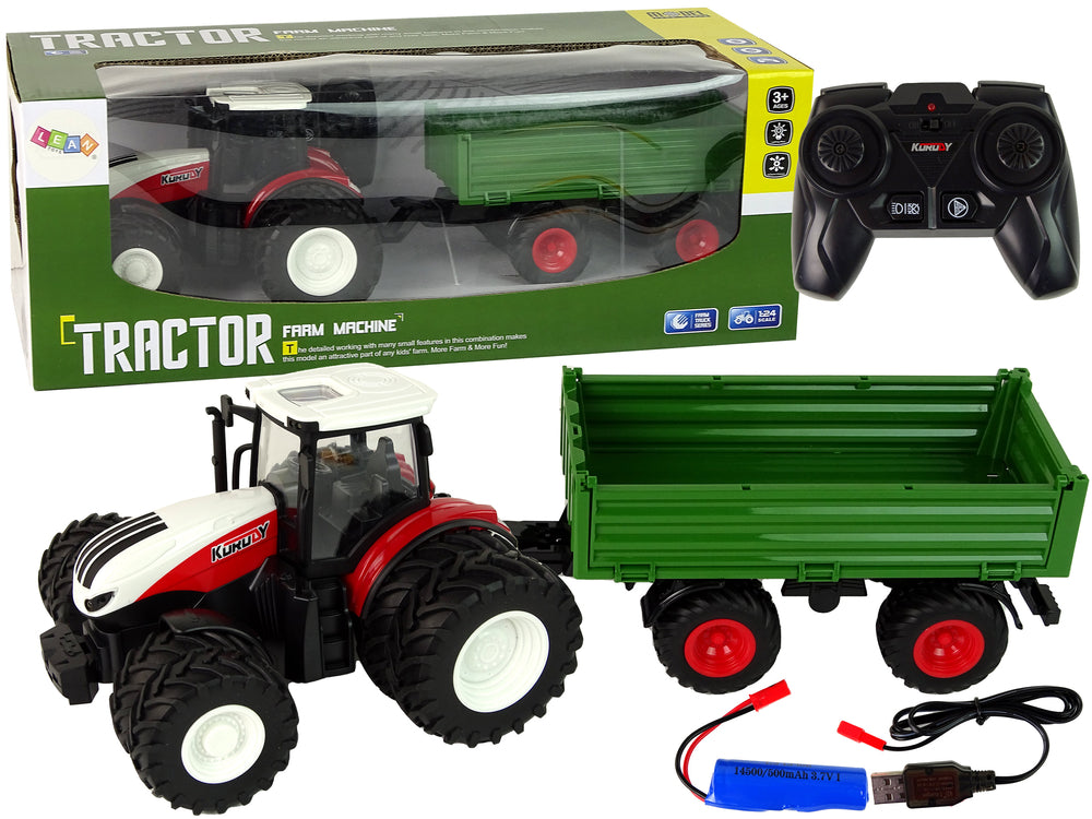 Rc Tractor With Trailer 1:24 Red Green