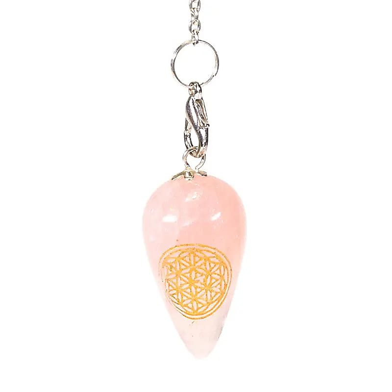 Pendulum Rose Quartz Drop Shaped With Flower Of Life --set Of 2 Pcs - 13 G