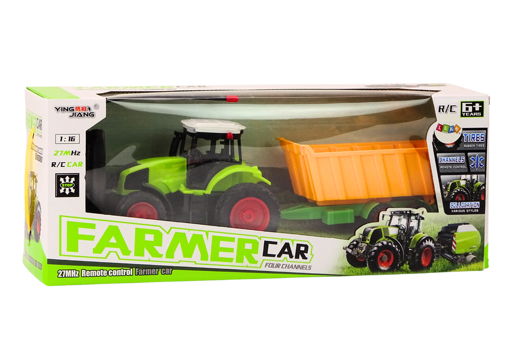 Remote Controlled Tractor With Trailer Rc 1:16 Green Remote Control