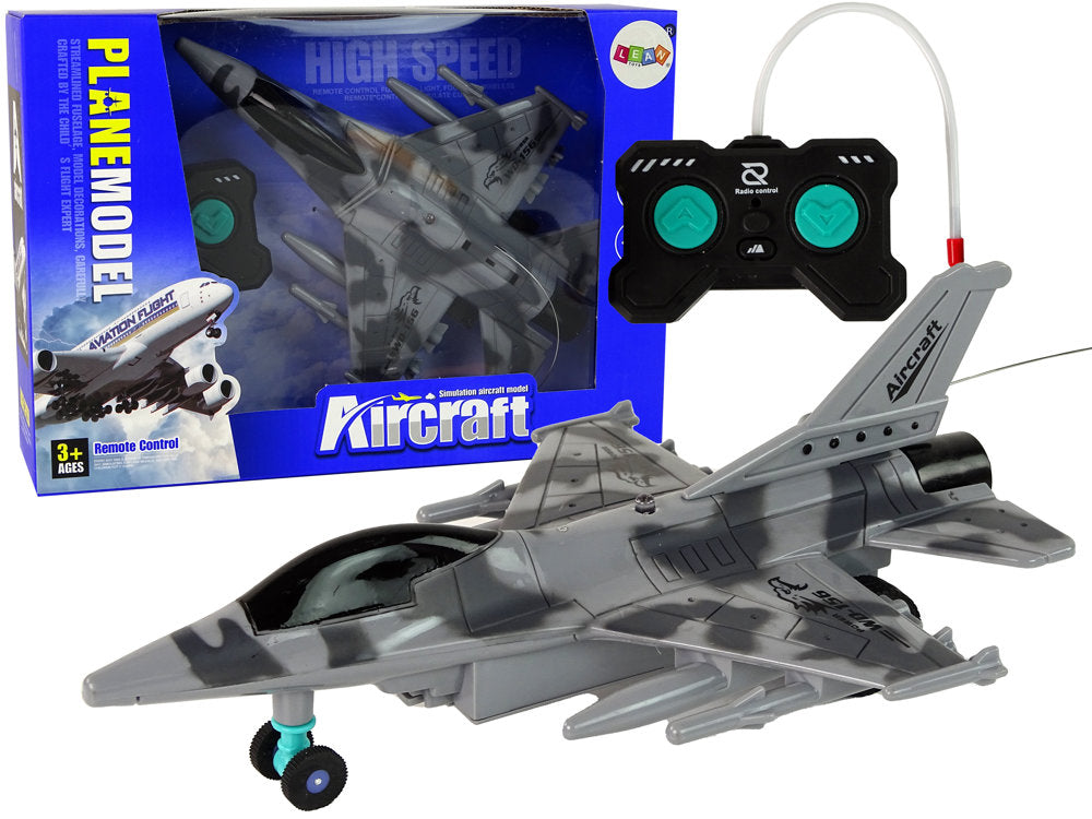 Military Jet Fighter Remote Controlled Rc Airplane Gray Lights