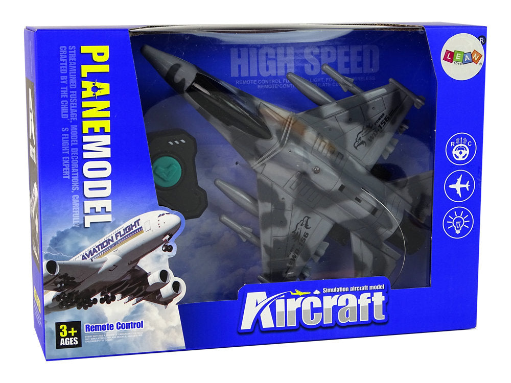 Military Jet Fighter Remote Controlled Rc Airplane Gray Lights