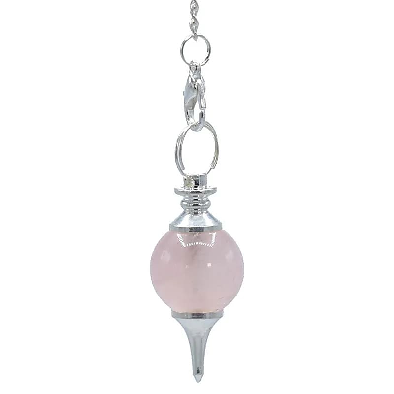 Pendulum Polished Rose Quartz & Metal --készlet 2 db - 12 G; 3,5x1,7 cm