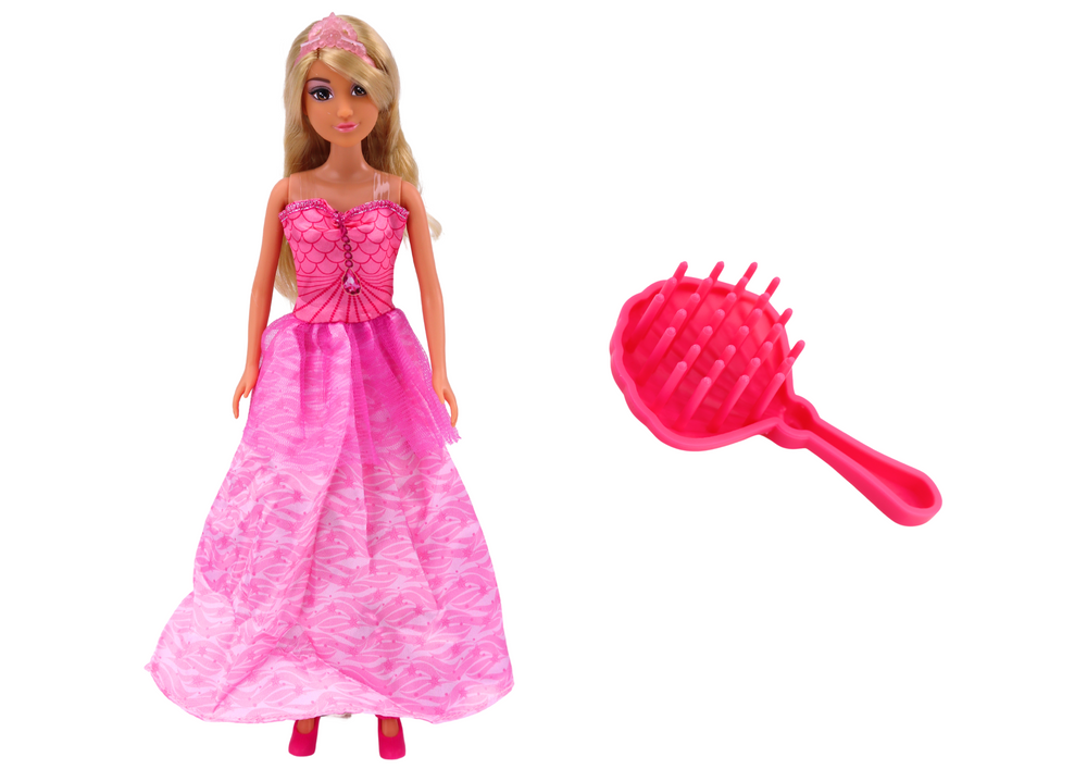 Anlily Mermaid Princess Doll Pink Dress Brush