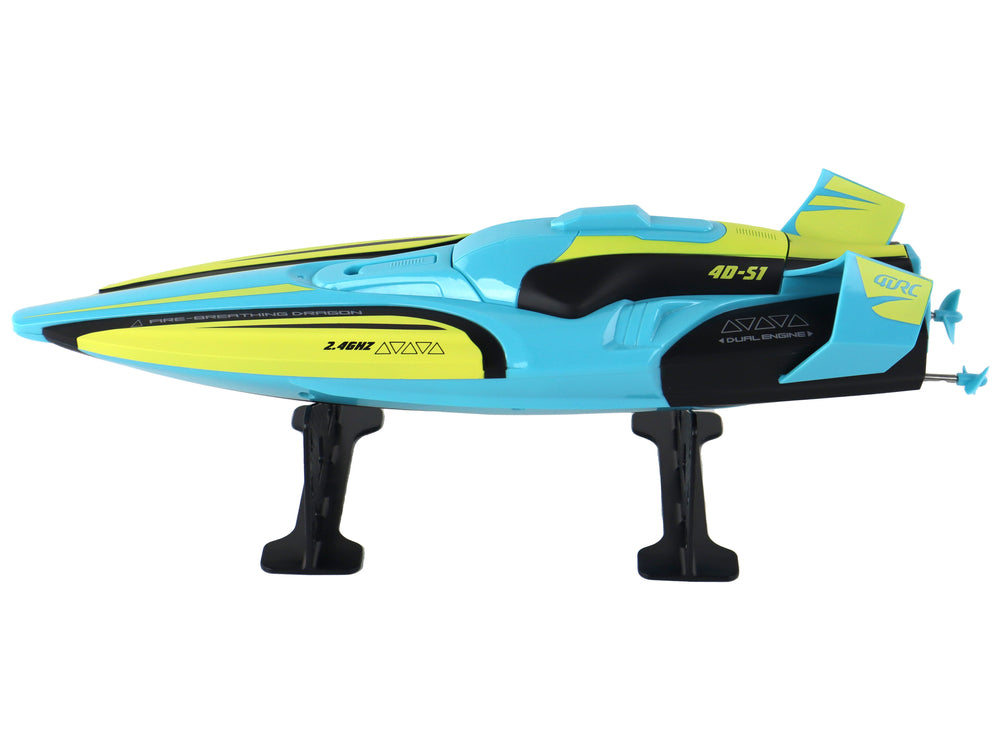 Rc Water Boat 2.4g Yellow-turquoise Waterproof Remote Control