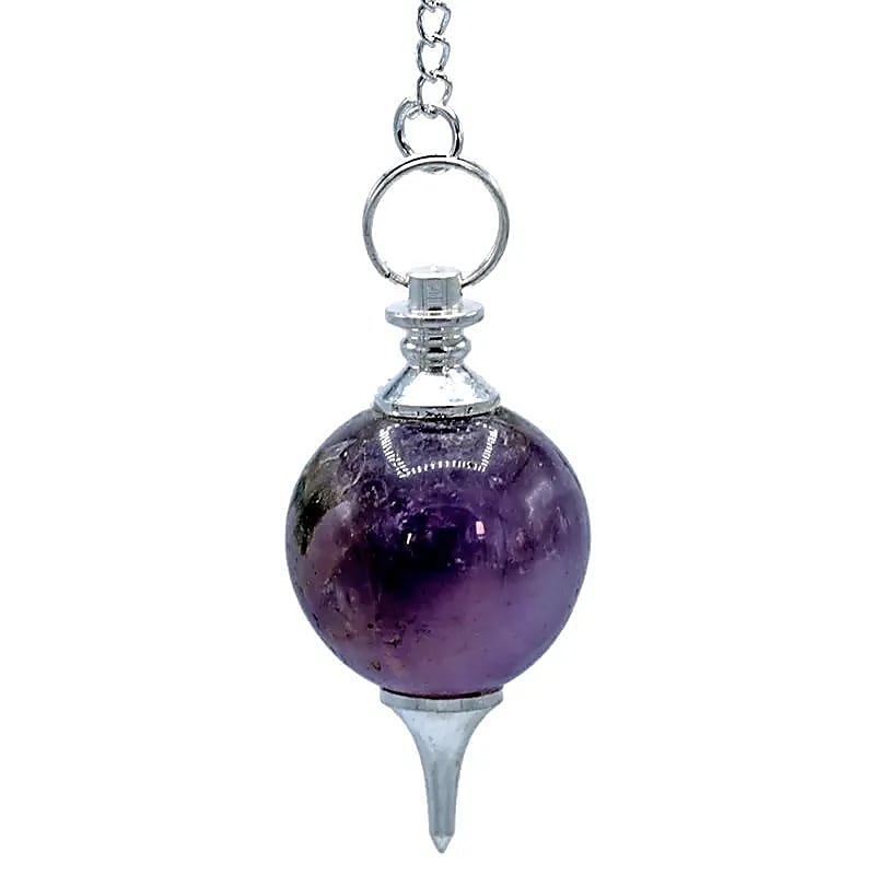 Pendulum Amethyst & Metal & Chakra Chain -- 2 db-os készlet - 24 G; 4x2 cm