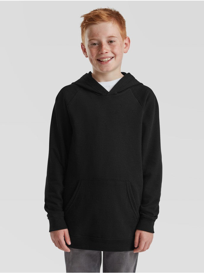 Fruit Of The Loom Lichtgewicht Sweatshirt Met Capuchon Kinder Swearshirt Zwart