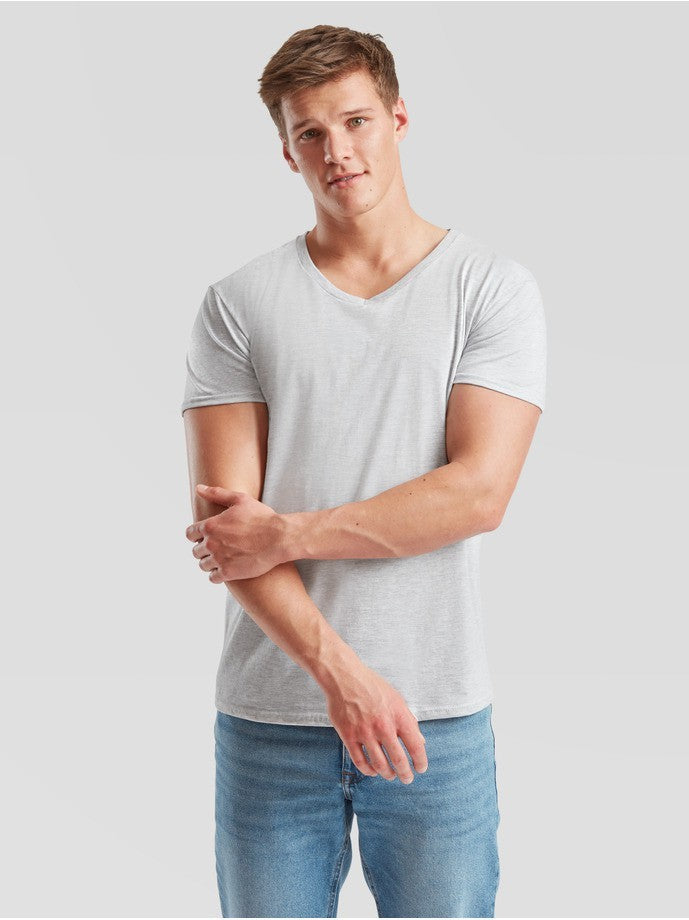 Camiseta Fruit Of The Loom Iconic 150 con cuello en V Gris