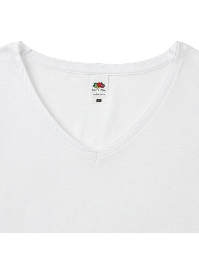 Fruit Of The Loom Mujer Iconic 150 V-neck T Camiseta Blanco