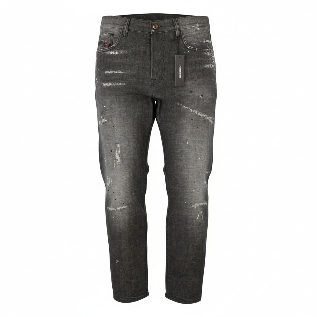 Diesel Mharky 083ab Men Jeansgrey Faded Whiskers Painted Distress Rigid
