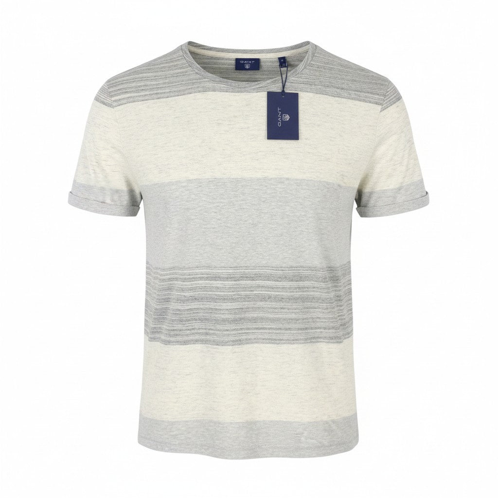 Gant Melange Block Ss Men T-shirtgrey Striped Tricot Short Sleeve