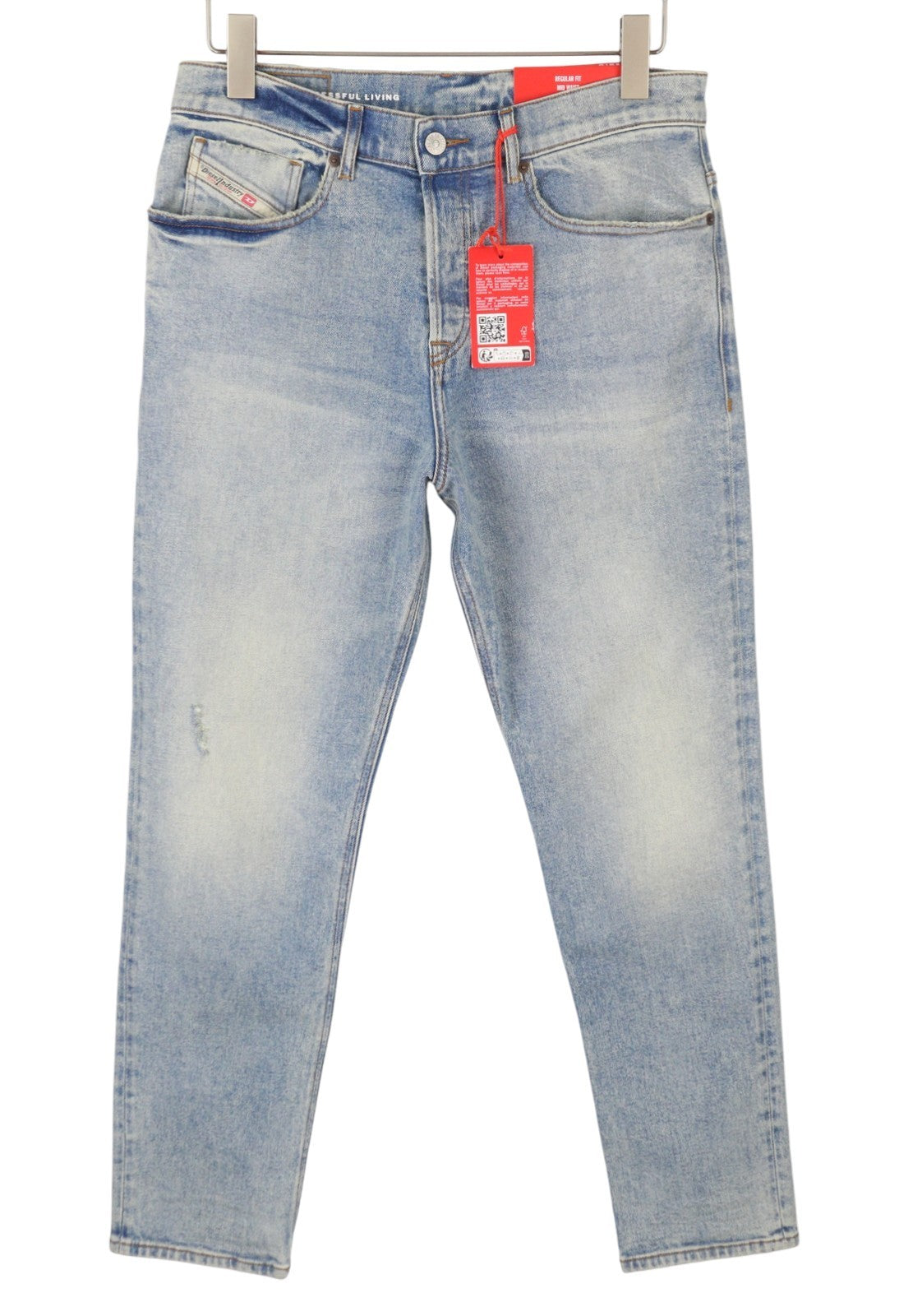 Diesel 2005 D-fining 09e86 Pánské Jeansblue Vybledlé Regular Fit Tapered Leg