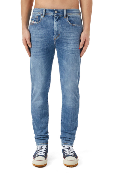 Diesel 1983 09c01 Men Jeansblue Faded Whiskers Skinny Fit High Waist