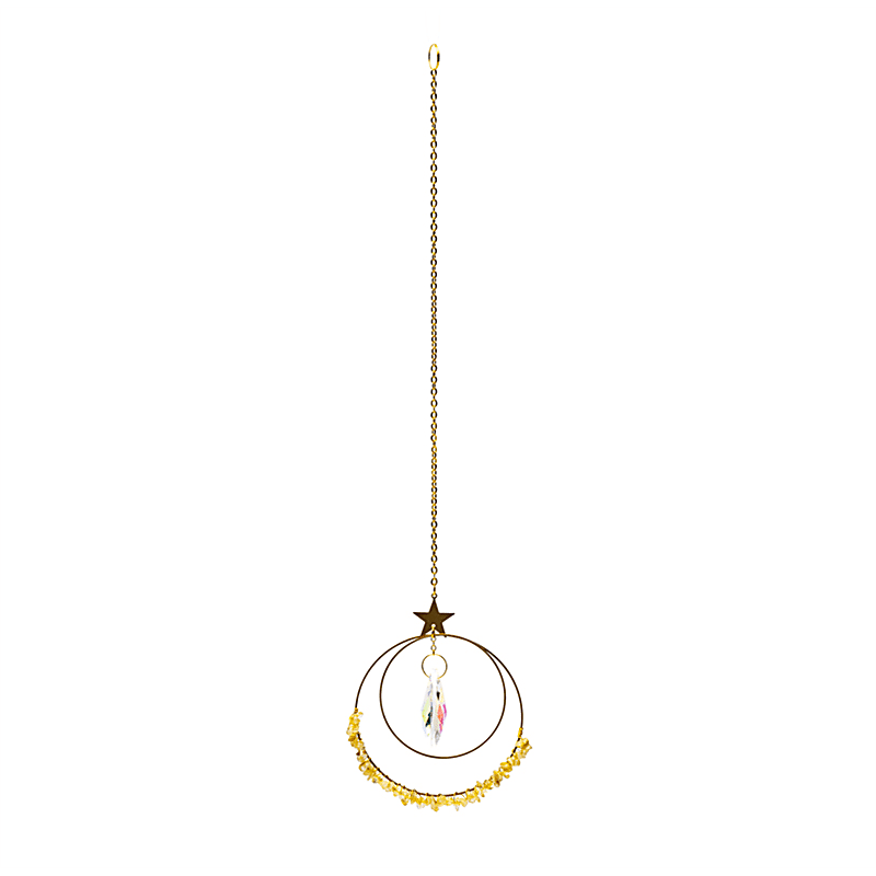 Suncatcher With Star Crystal And Citrine - 36cm Set Of 2 Pcs