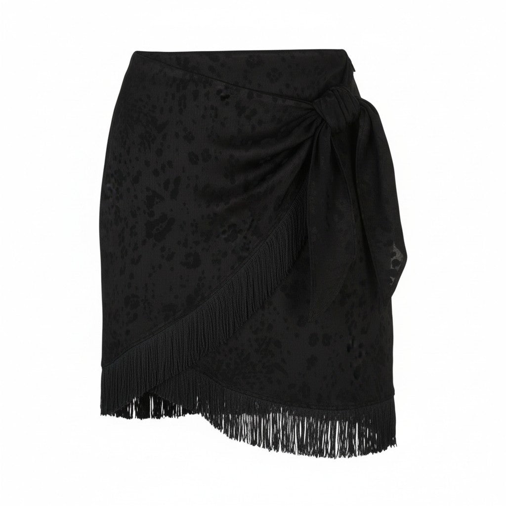 Desigual Fal Frankie Women Skirtblack Fringes Details Patterned Mini