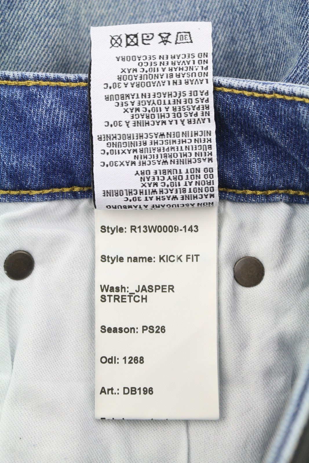 R13 Kick Fit Damesjeans 26 Jasper Stretch Cropped Whiskers Faded Blue Ps26