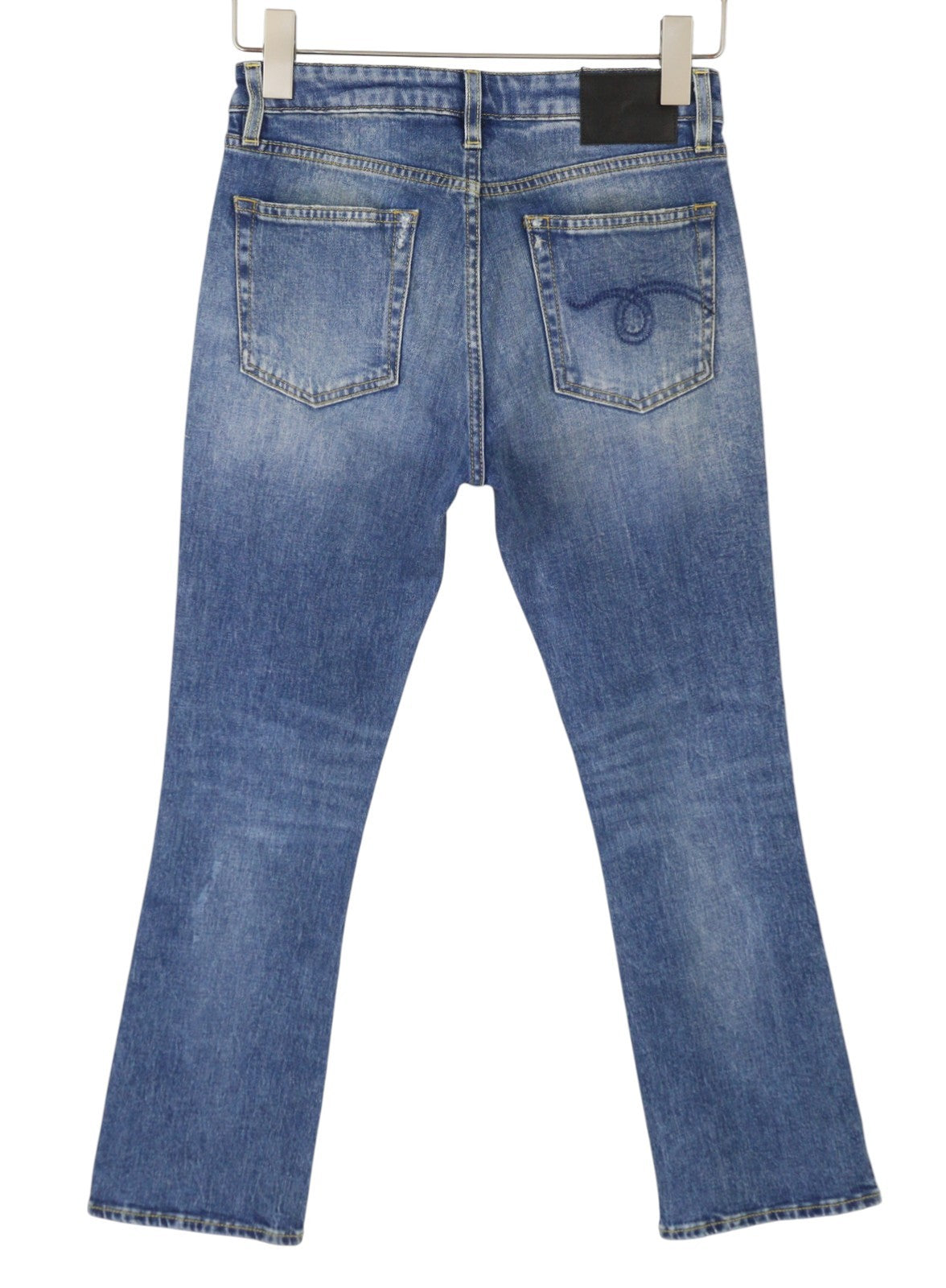 R13 Kick Fit Damesjeans 26 Jasper Stretch Cropped Whiskers Faded Blue Ps26