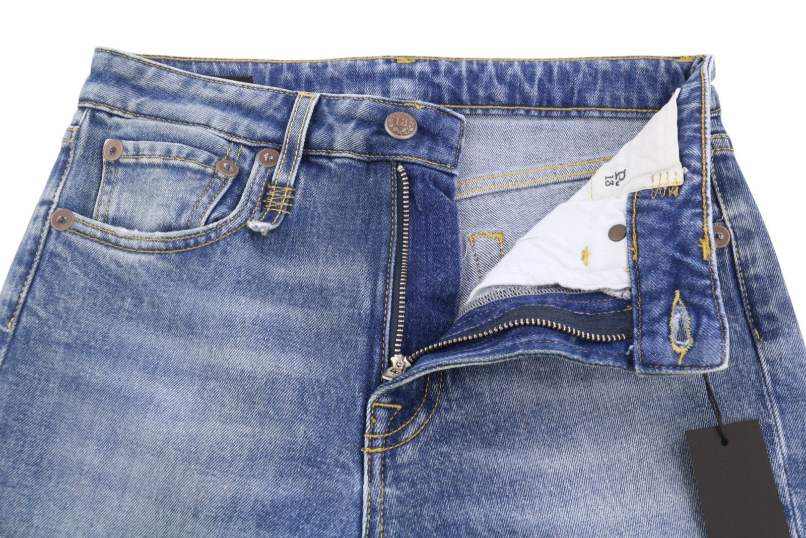 R13 Kick Fit Damesjeans 26 Jasper Stretch Cropped Whiskers Faded Blue Ps26
