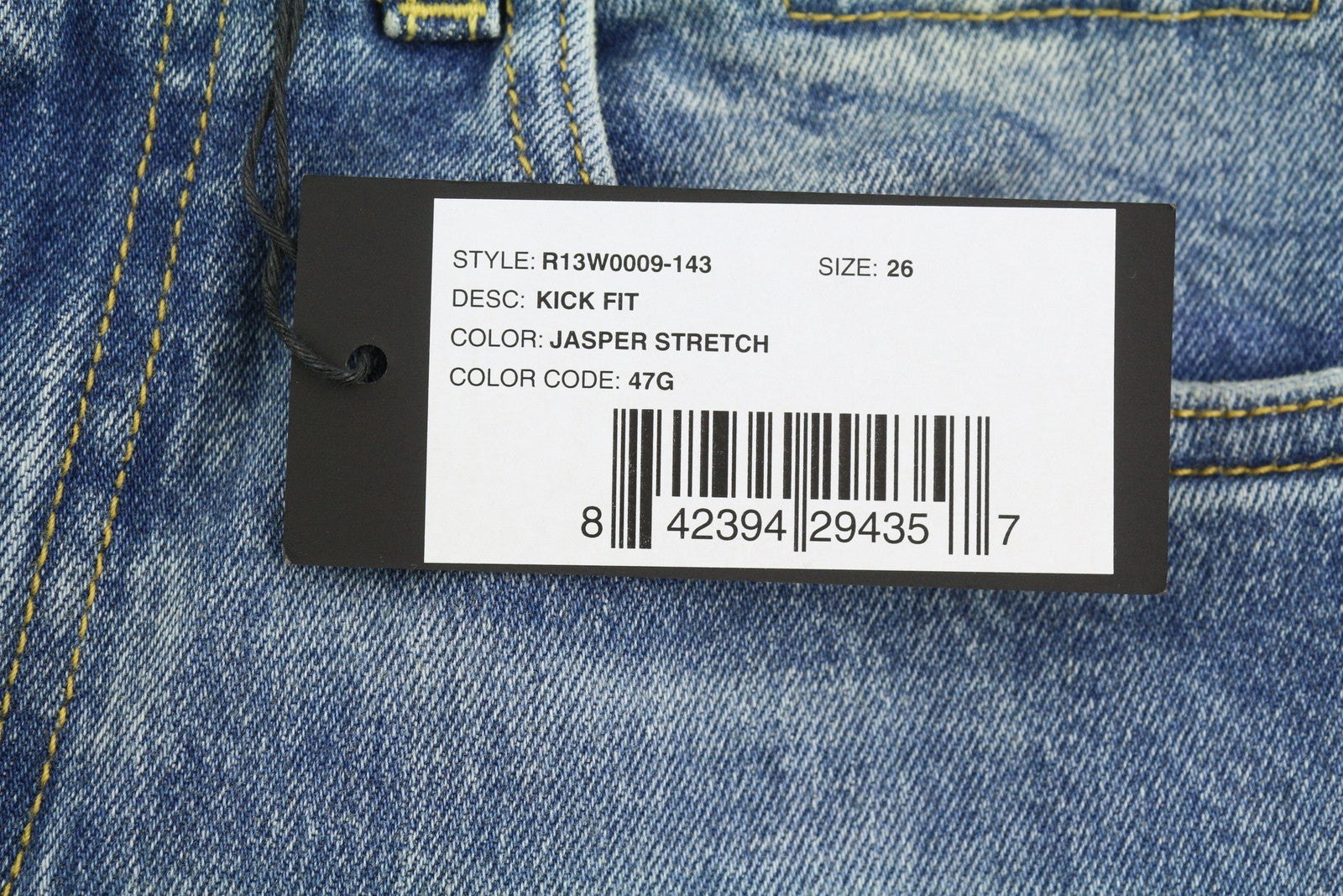R13 Kick Fit Damesjeans 26 Jasper Stretch Cropped Whiskers Faded Blue Ps26