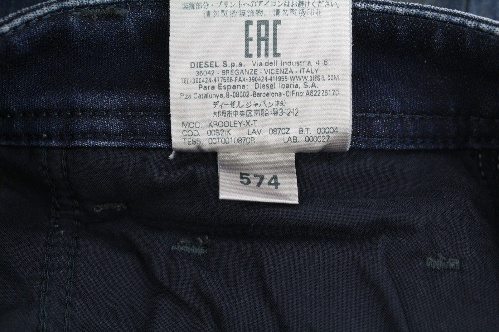 Diesel Krooley-x-t 0870z Hommes Jeansblue Délavé Brodé Slim Fit Jogg