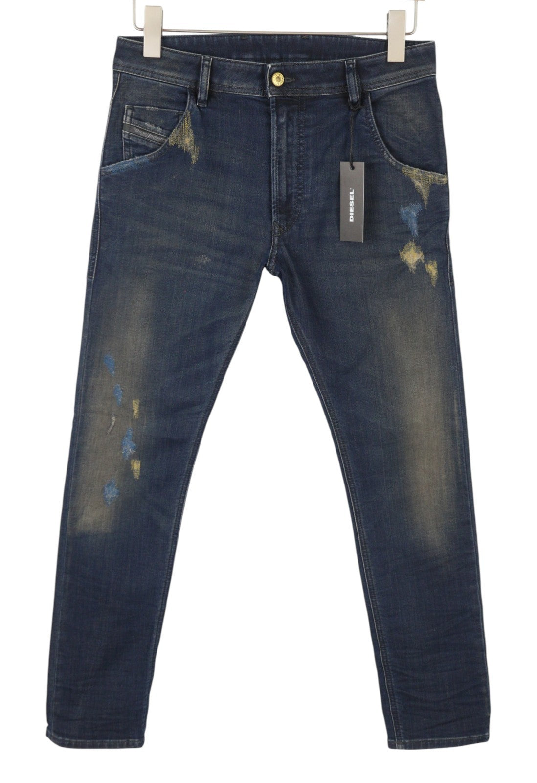 Diesel Krooley-x-t 0870z Men Jeansblue Faded Embroidered Slim Fit Jogg