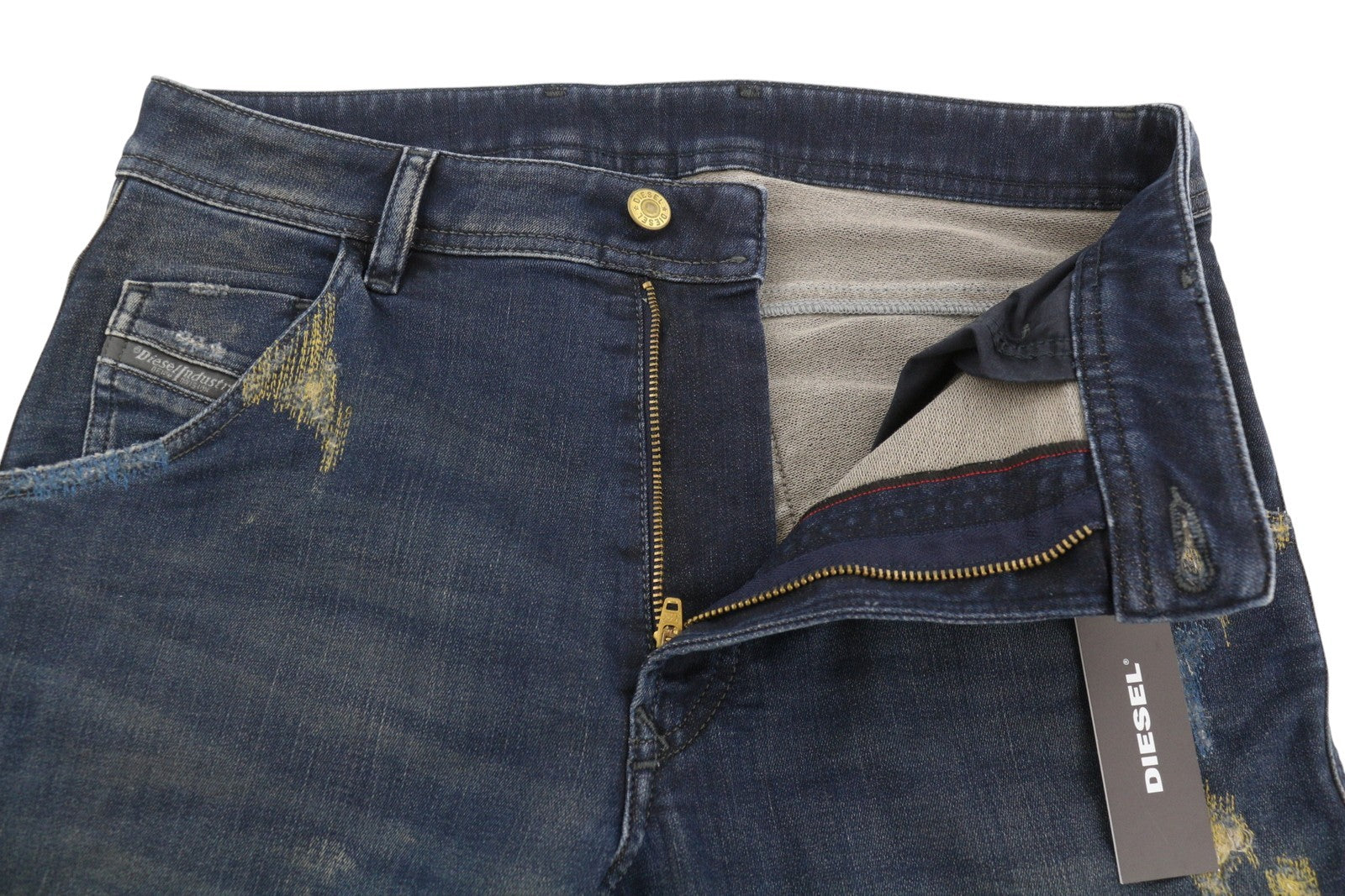 Diesel Krooley-x-t 0870z Hommes Jeansblue Délavé Brodé Slim Fit Jogg