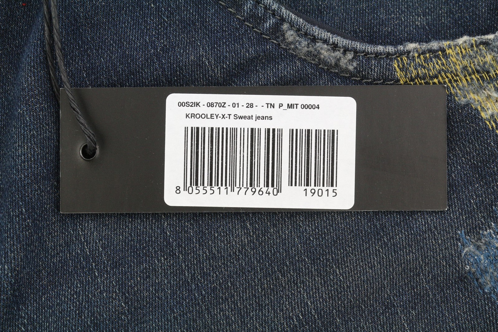 Diesel Krooley-x-t 0870z Hommes Jeansblue Délavé Brodé Slim Fit Jogg