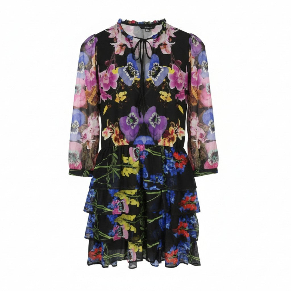Desigual Leyon Women Dressmulticolor Floral Print Layered Sukrt Mini